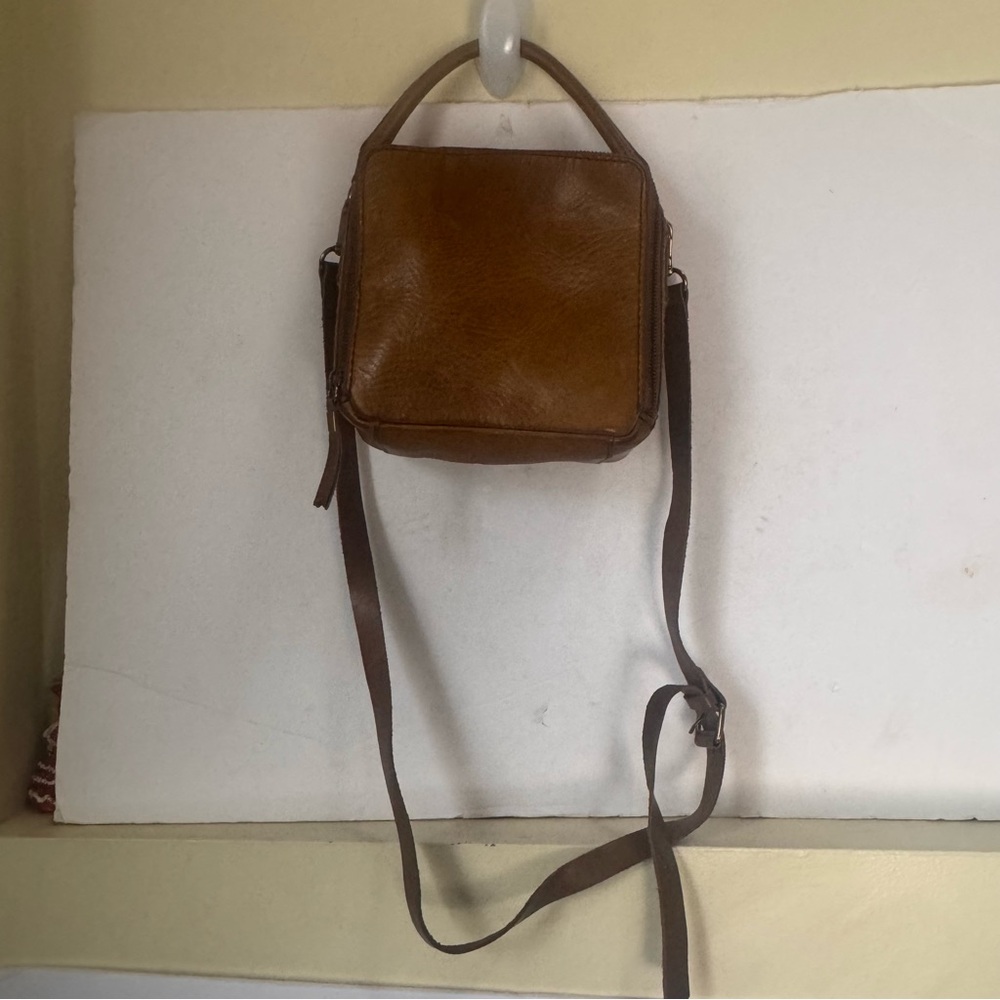 Madewell Leather Square Satchel Bag Shoulder Crossbody Zip Satchel Minimalist - Picture 9 of 16